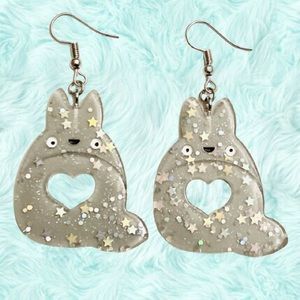 Resin Gray Totoro Earrings